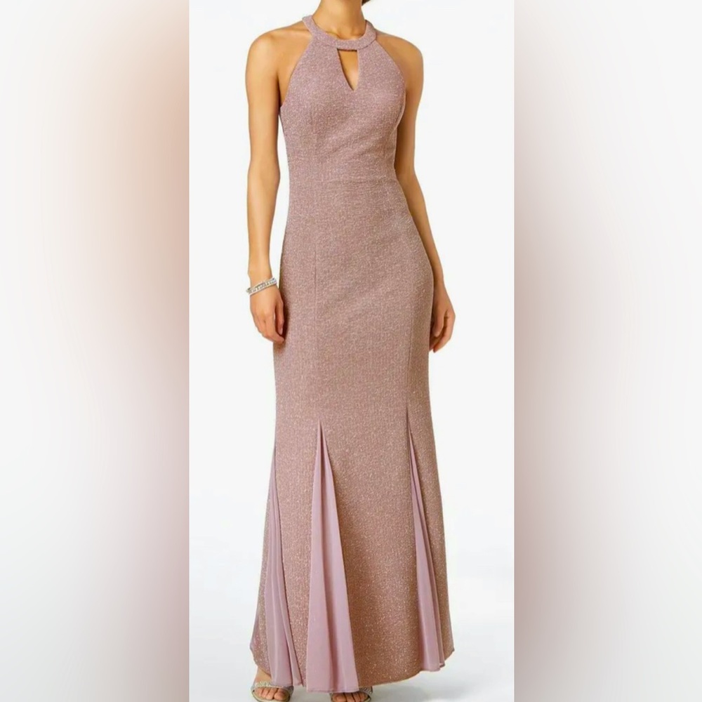 Nightway keyhole halter glitter gown size 8